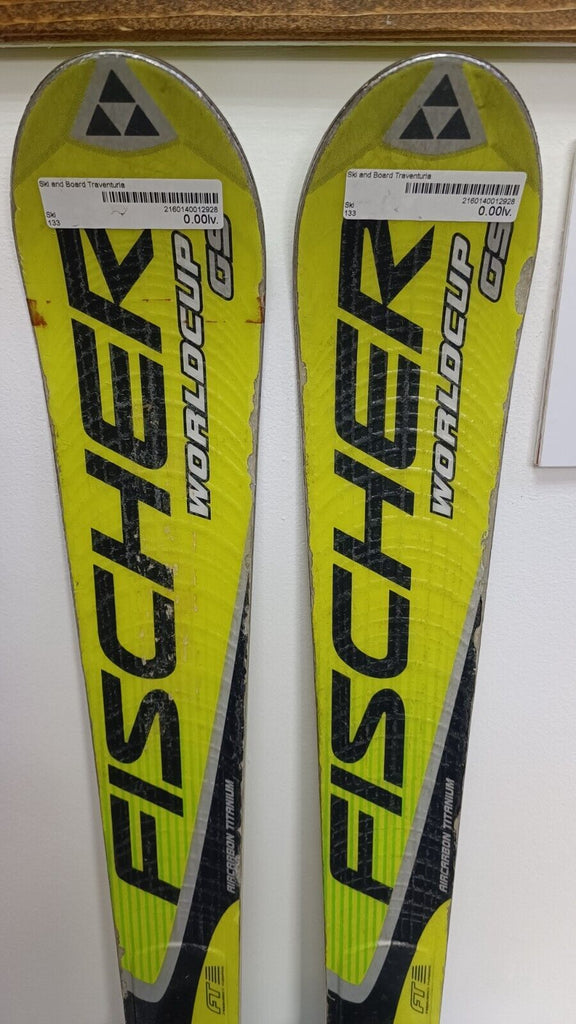 fischer vs salomon skis Fischer RC4 WC GS 133 cm Ski + Salomon 9.5 Bindings Winter Sports – Traventuria Sports
