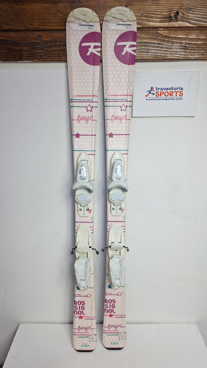 Rossignol Fun Girl 120cm Skis + Look 4.5 Bindings Winter Fun Snow
