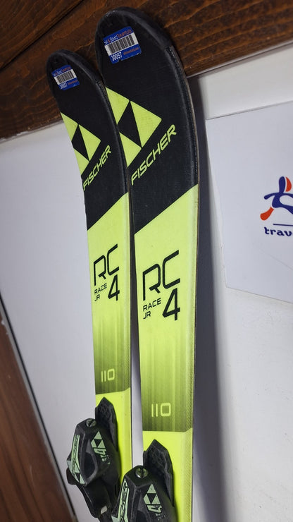 Fischer RC4 Race 110 cm Ski + Fischer FJ 4.5 Bindings Fun Snow Winter Sport