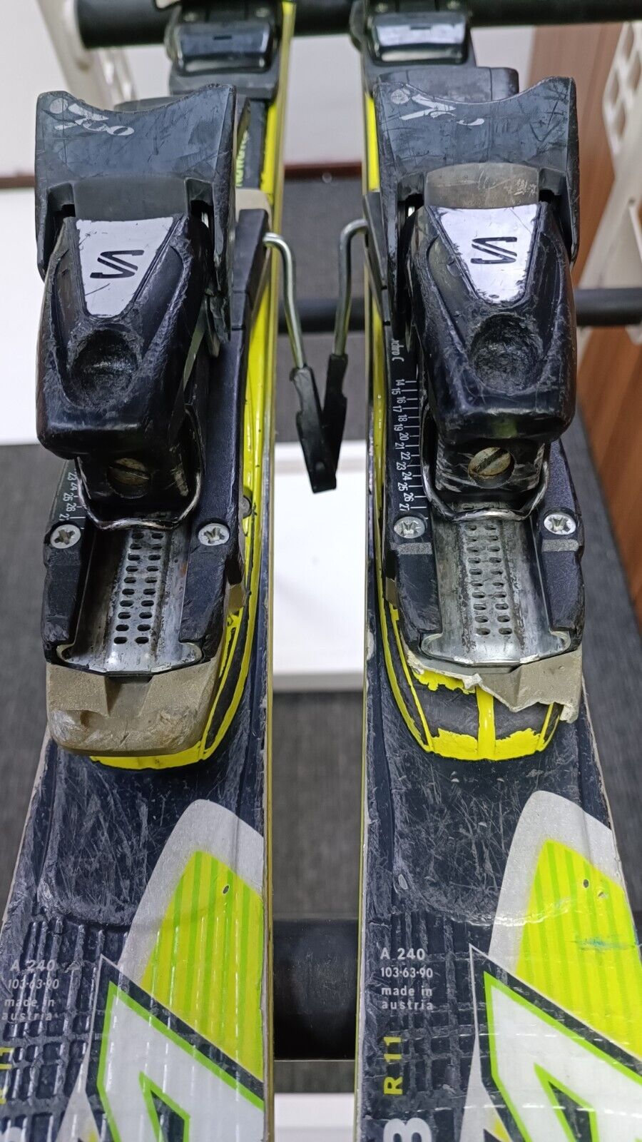 Fischer RC4 WC GS 133 cm Ski + Salomon 9.5 Bindungen Wintersport