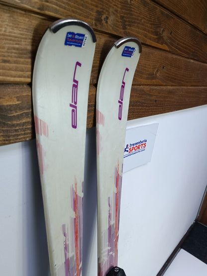 Elan White Perla 152cm Ski + Tyrolia ESR10 Bindings Winter Sport Fun