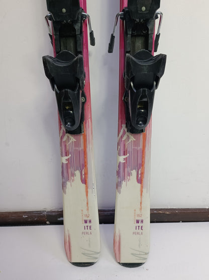 Elan White Perla 152cm Ski + Tyrolia ESR10 Bindings Winter Sport Fun