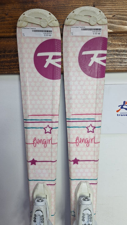 Rossignol Fun Girl 120cm Skis + Look 4.5 Bindings Winter Fun Snow