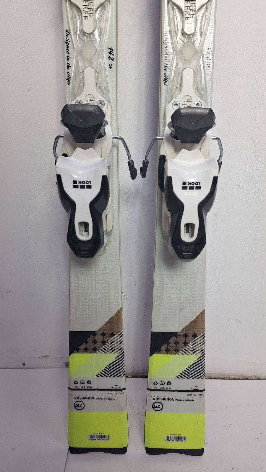 Rossignol Unique 4 142cm Skis + Look 10 Bindings Winter Fun Snow
