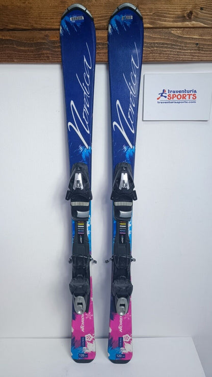 Ski Nordica Little Belle 120 cm + fixations Elan ESP 7.5 Aventure hivernale en hiver