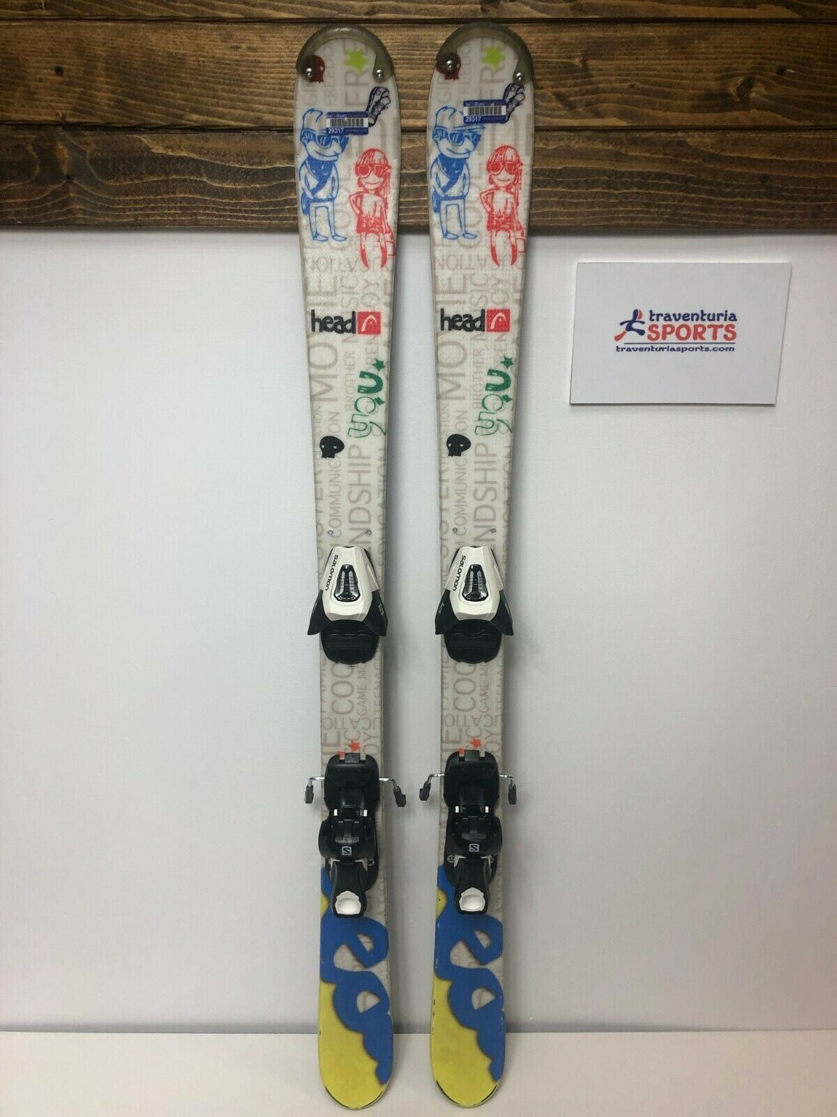 HEAD MOJO JR 117 cm Ski + NEUE Salomon 4.5 Bindungen Sport Schnee Winterspaß