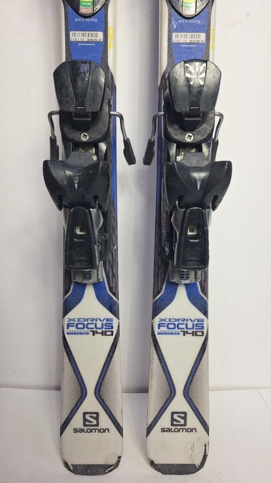 Salomon X-Drive Focus 140cm Skis + Salomon 7.5 Bindings Winter Fun Snow