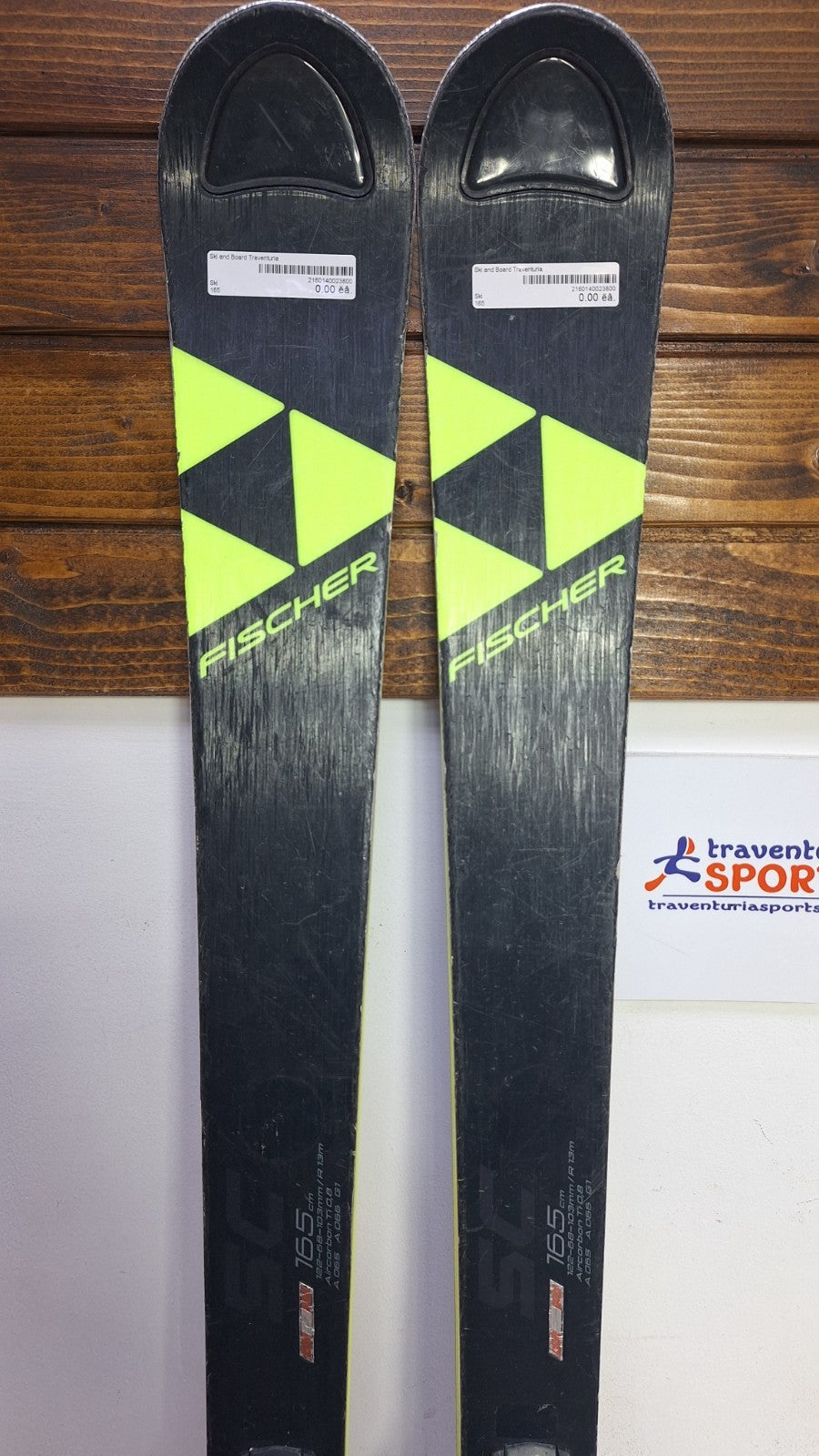 Fischer RC4 WC SC 165cm Skis + Fischer Z12 Bindings Winter Fun Snow
