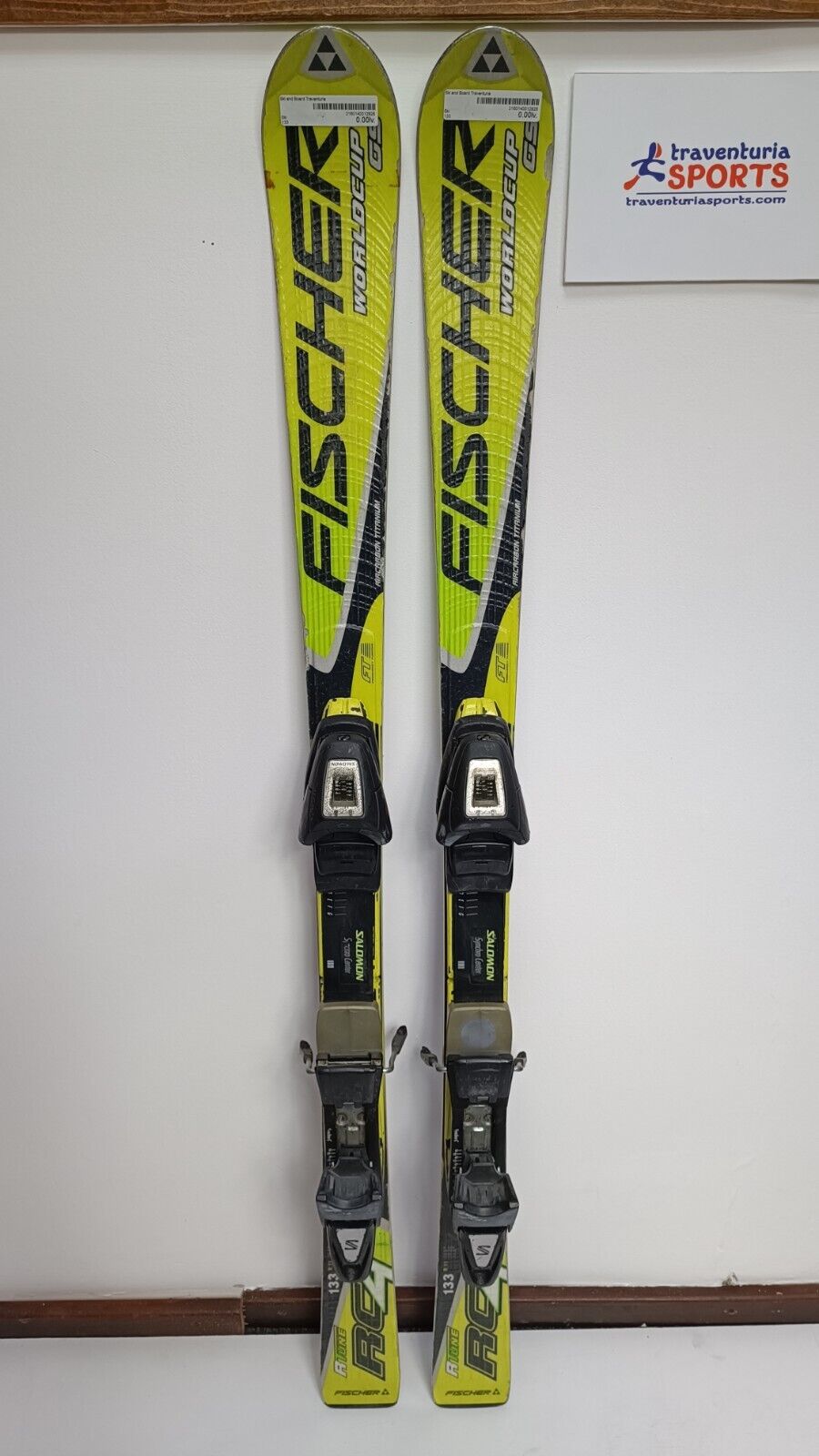 Fischer RC4 WC GS 133 cm Ski + Salomon 9.5 Bindungen Wintersport