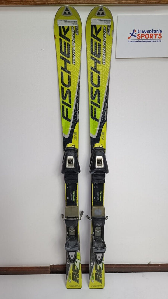 fischer vs salomon skis Fischer RC4 WC GS 133 cm Ski + Salomon 9.5 Bindings Winter Sports – Traventuria Sports