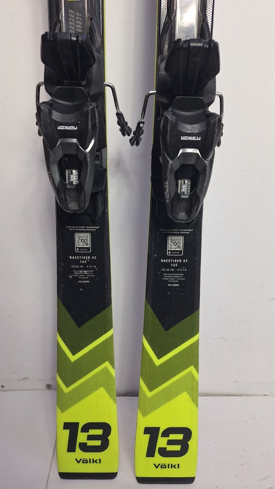 Volkl Racetiger SC 165cm Ski + Marker 10 Bindings Winter Sport