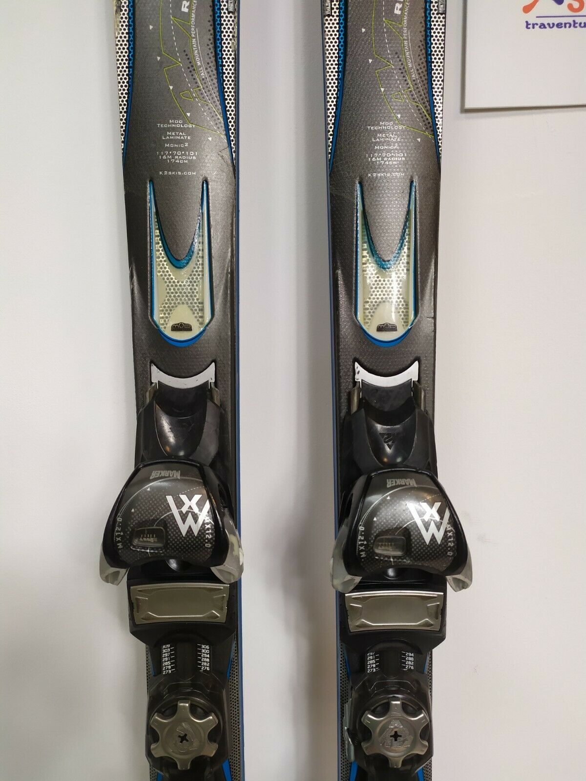 K2 Ricoche 174 cm Ski + Marker 12 Bindungen Wintersport Schnee Outdoor Spaß
