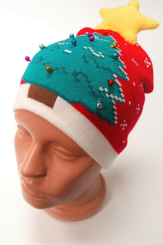 Originale, warme Wintermütze mit Weihnachtsbaum-Motiv – praktisch und einzigartig! NEU!