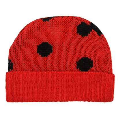 Cappello invernale per bambini lavorato a maglia con motivo a coccinella, caldo e colorato, a pois di zucca