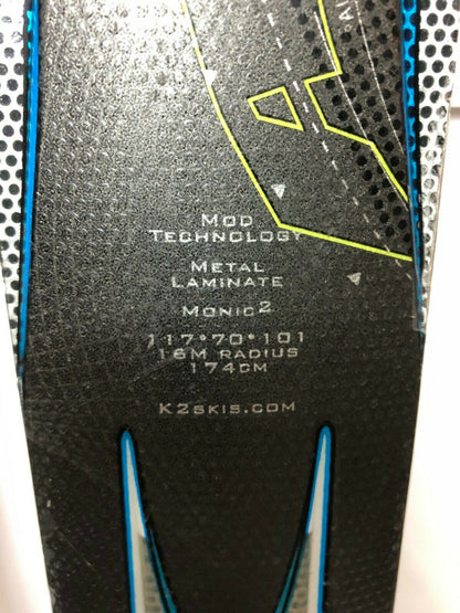 K2 Ricoche 174 cm Ski + Marker 12 Bindings Winter Sport Snow Outdoor Fun