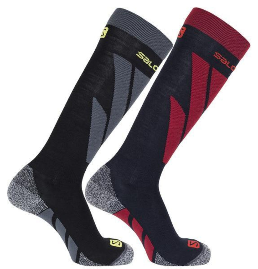 Salomon Access Merino Ski Socks 2 Pairs Men Red Grey